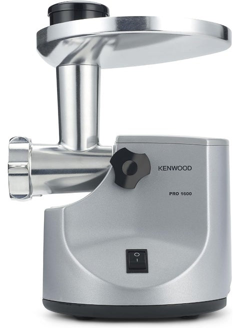 Food Mincer, 2Kg Per Minute, Metal Body, Meat Mincer, 3 Stainless Steel Mincer Screens, Kibbeh Maker, Sausage Maker, Feed Tube Pusher, Reverse Function 1 kg 1600 W MG510008 Silver