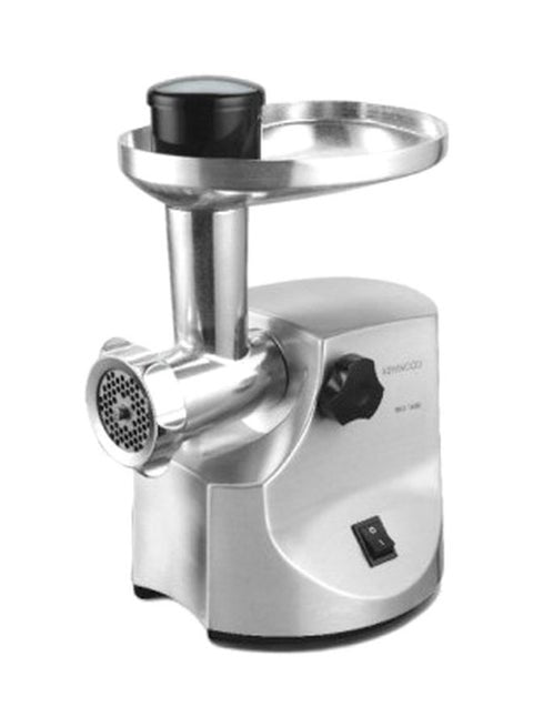 Food Mincer, 2Kg Per Minute, Metal Body, Meat Mincer, 3 Stainless Steel Mincer Screens, Kibbeh Maker, Sausage Maker, Feed Tube Pusher, Reverse Function 1 kg 1600 W MG510008 Silver