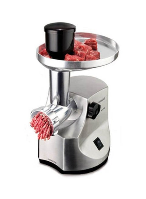 Food Mincer, 2Kg Per Minute, Metal Body, Meat Mincer, 3 Stainless Steel Mincer Screens, Kibbeh Maker, Sausage Maker, Feed Tube Pusher, Reverse Function 1 kg 1600 W MG510008 Silver